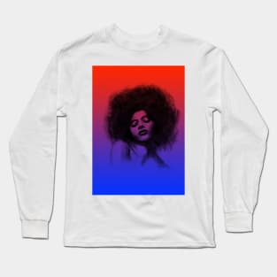 perfect afro;  Charcoal drawing, digital edited Long Sleeve T-Shirt